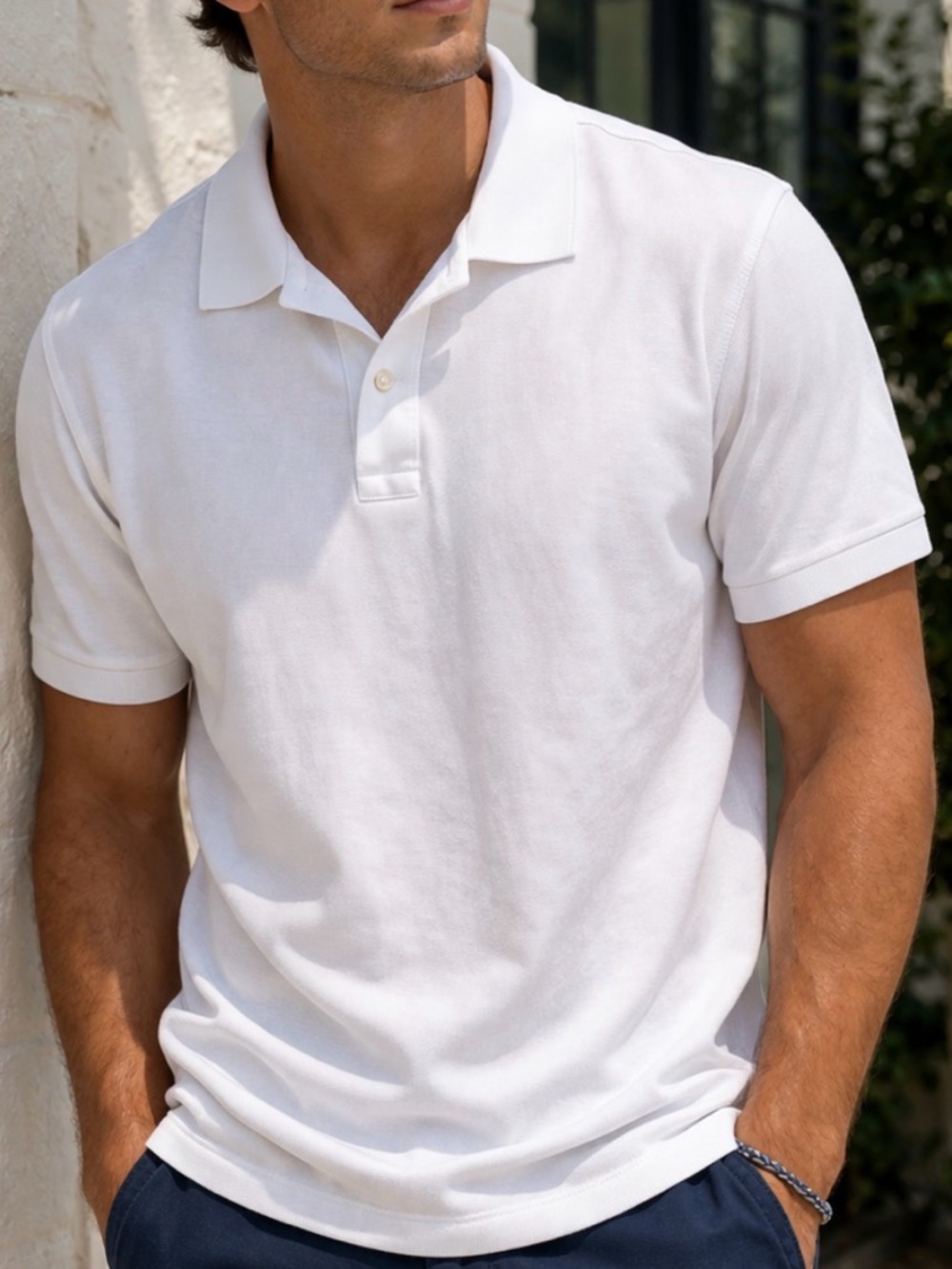 Lands’ End White Polo Shirt | Size Large | Traditional Fit | EUC